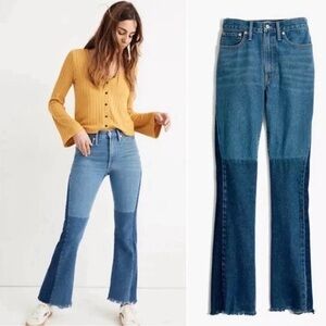 MadewellxISKO patch high rise denim flare woman 70’s inspired raw hem jean 32